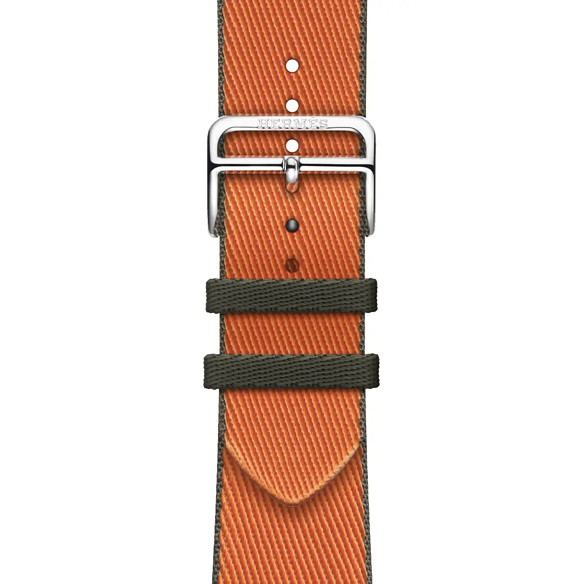 Apple Watch Hermès Series 9 GPS + Cellular 45mm Silver Stainless Steel Case with Orange/Kaki Twill Jump Single Tour (MRQP3+MTHK3)