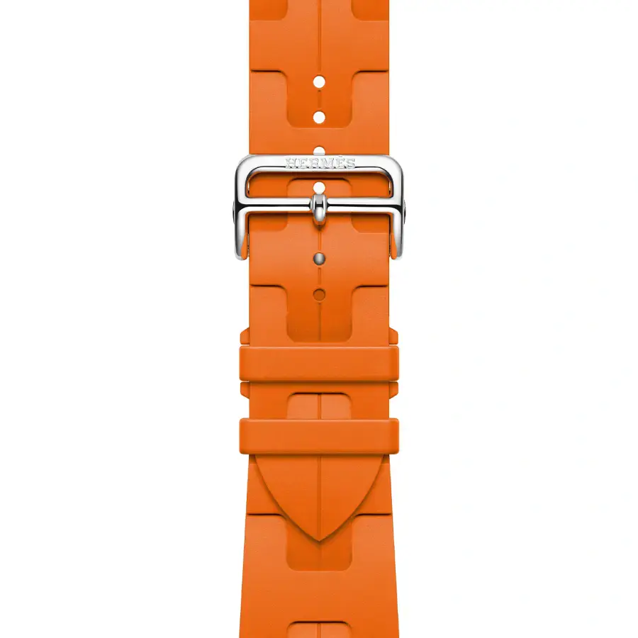 Apple Watch Hermès Series 9 GPS + Cellular 45mm Silver Stainless Steel Case with Orange Kilim Single Tour (MRQP3+MTJ03)