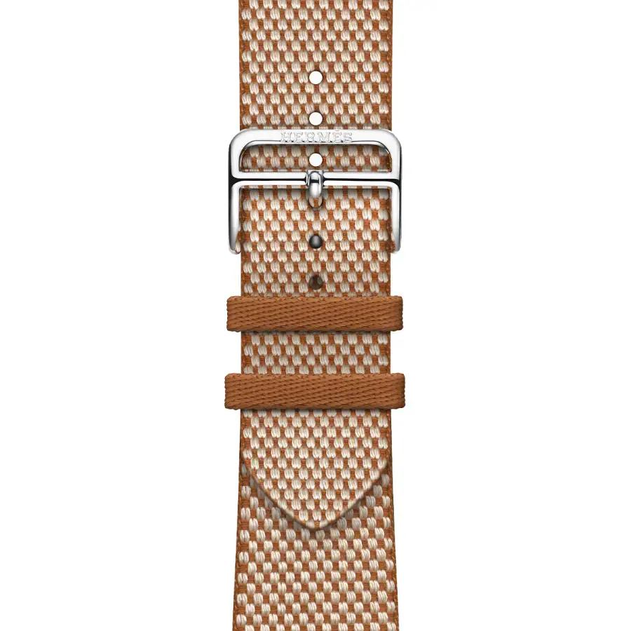 Apple Watch Hermès Series 9 GPS + Cellular 45mm Space Black Stainless Steel Case with Gold/Ecru Toile H Single Tour (MRQQ3+MTJJ3)