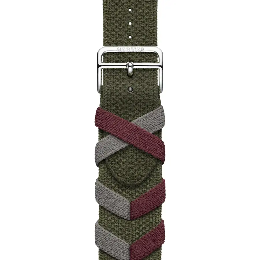 Apple Watch Hermès Series 9 GPS + Cellular 45mm Space Black Stainless Steel Case with Kaki Bridon Single Tour (MRQQ3+MTHR3)