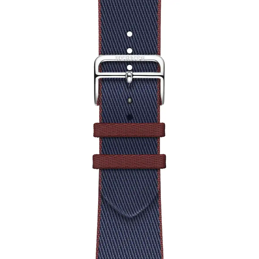 Apple Watch Hermès Series 9 GPS + Cellular 45mm Space Black Stainless Steel Case with Navy/Rouge H Twill Jump Single Tour (MRQQ3+MTHJ3)