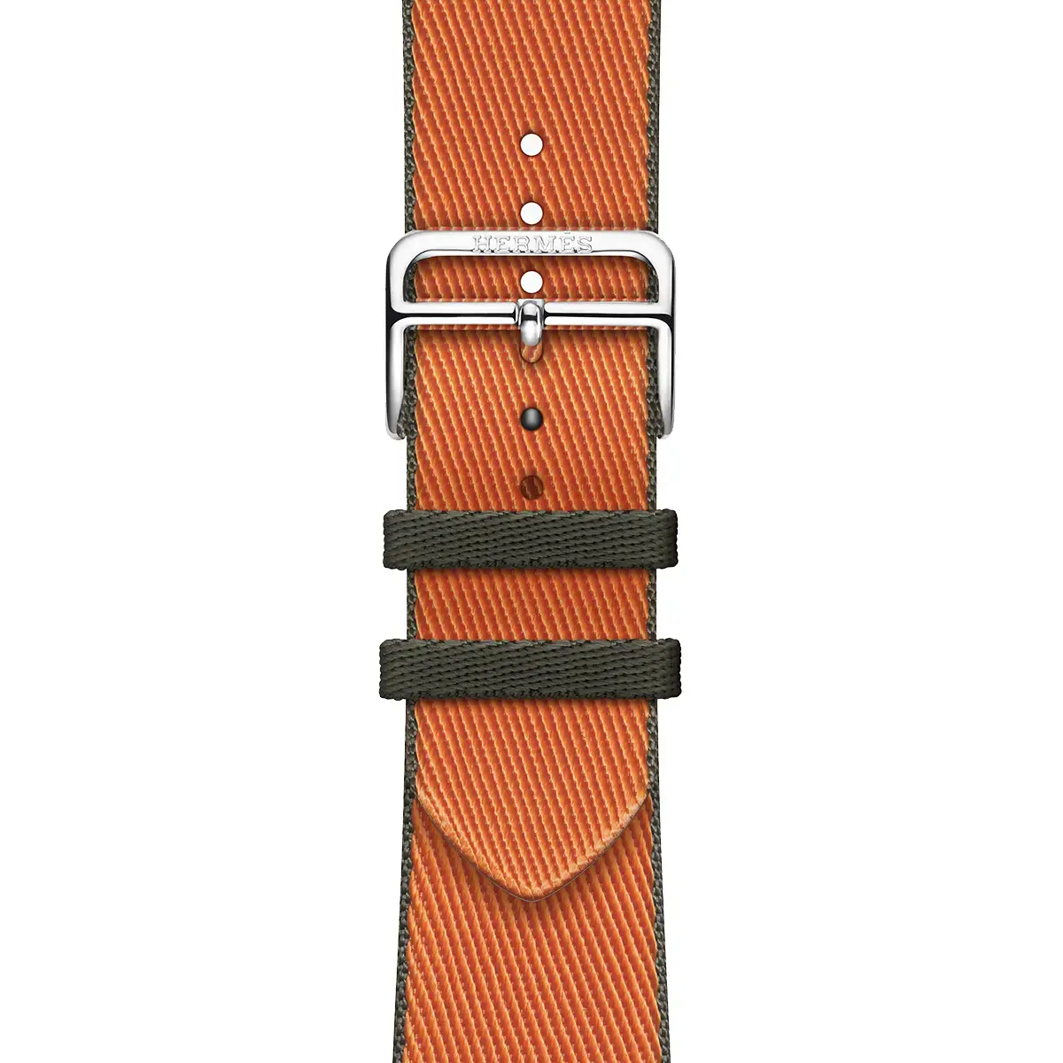 Apple Watch Hermès Series 9 GPS + Cellular 45mm Space Black Stainless Steel Case with Orange/Kaki Twill Jump Single Tour (MRQQ3+MTHK3)