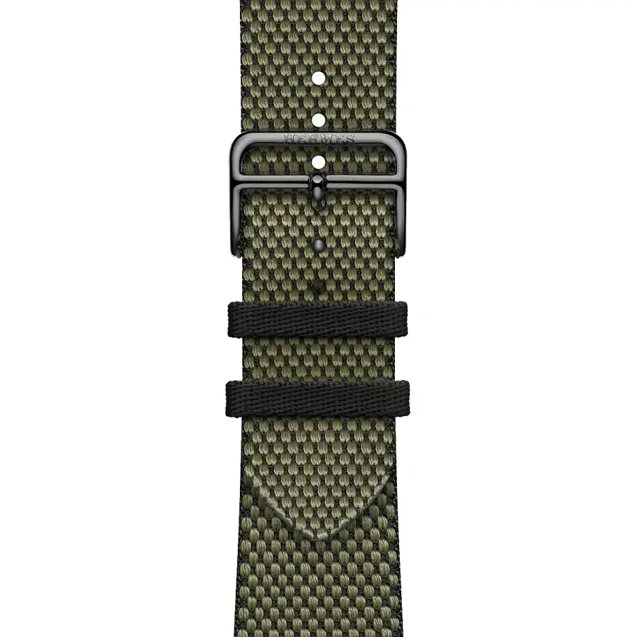 Apple Watch Hermès Series 9 GPS + Cellular 45mm Space Black Stainless Steel Case with Vert/Noir Toile H Single Tour (MRQQ3+MTJK3)