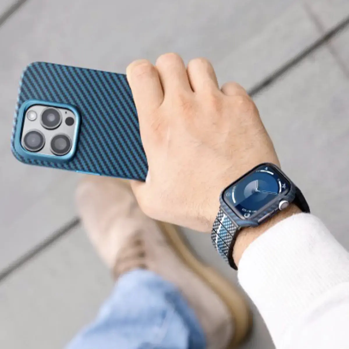 Чохол Pitaka Air Case Black/Blue for Apple Watch 9/8/7 45mm (KW2301A)