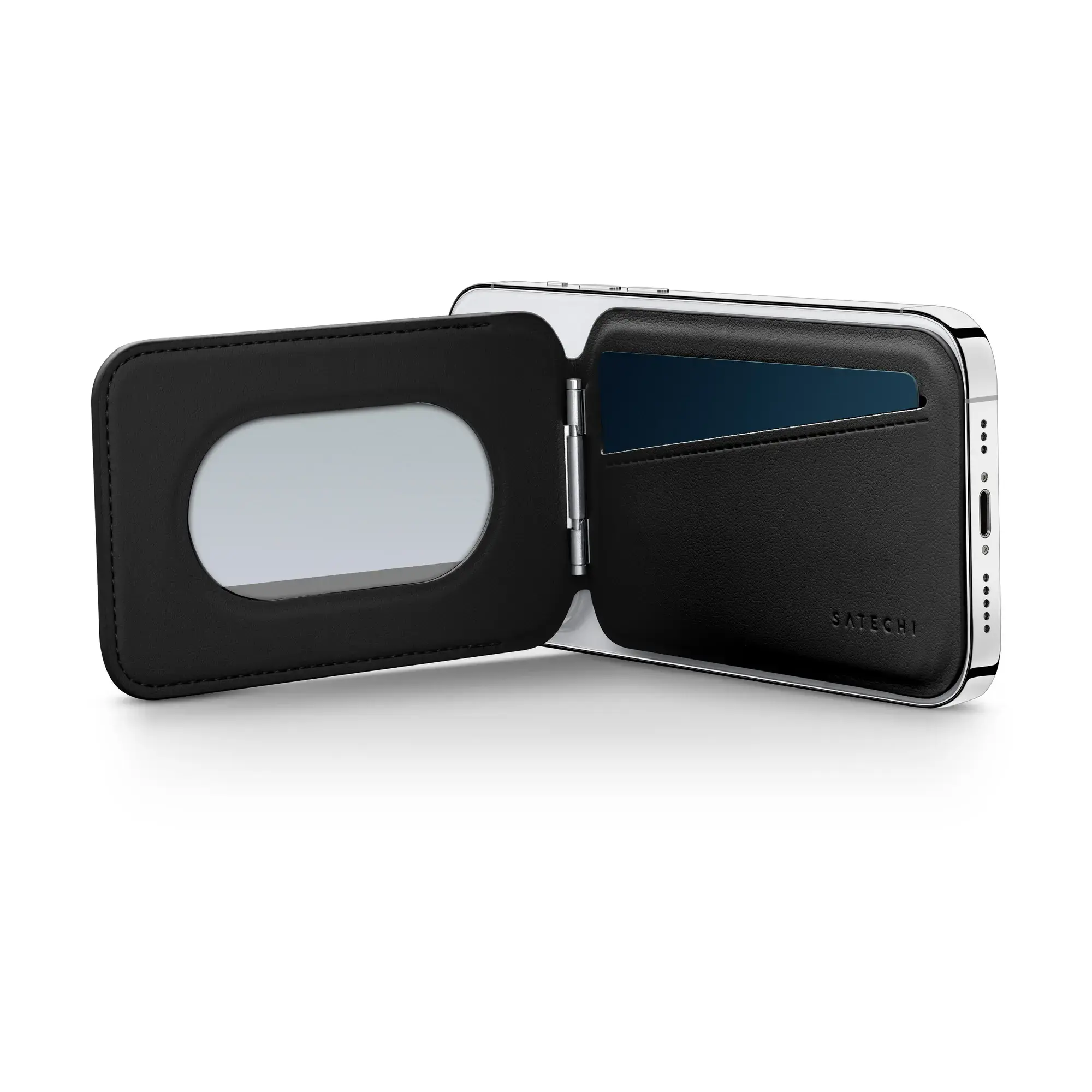 Гаманець для карток з підставкою для телефона Satechi Vegan-Leather Magnetic Wallet Stand with MagSafe - Black (ST-VLWK)