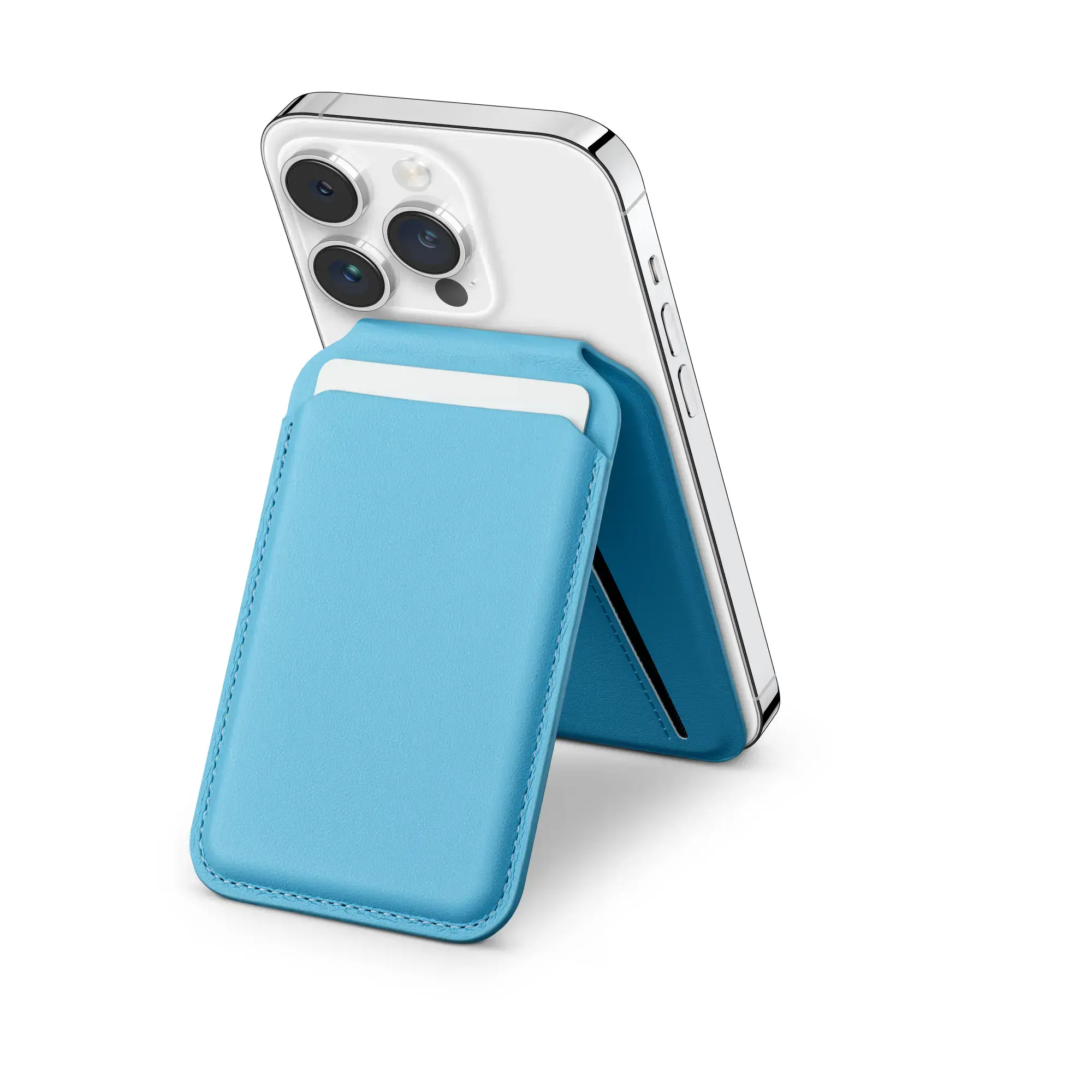 Кошелек для карточек с подставкой для телефона Satechi Vegan-Leather Magnetic Wallet Stand with MagSafe - Blue (AP-MWSB)
