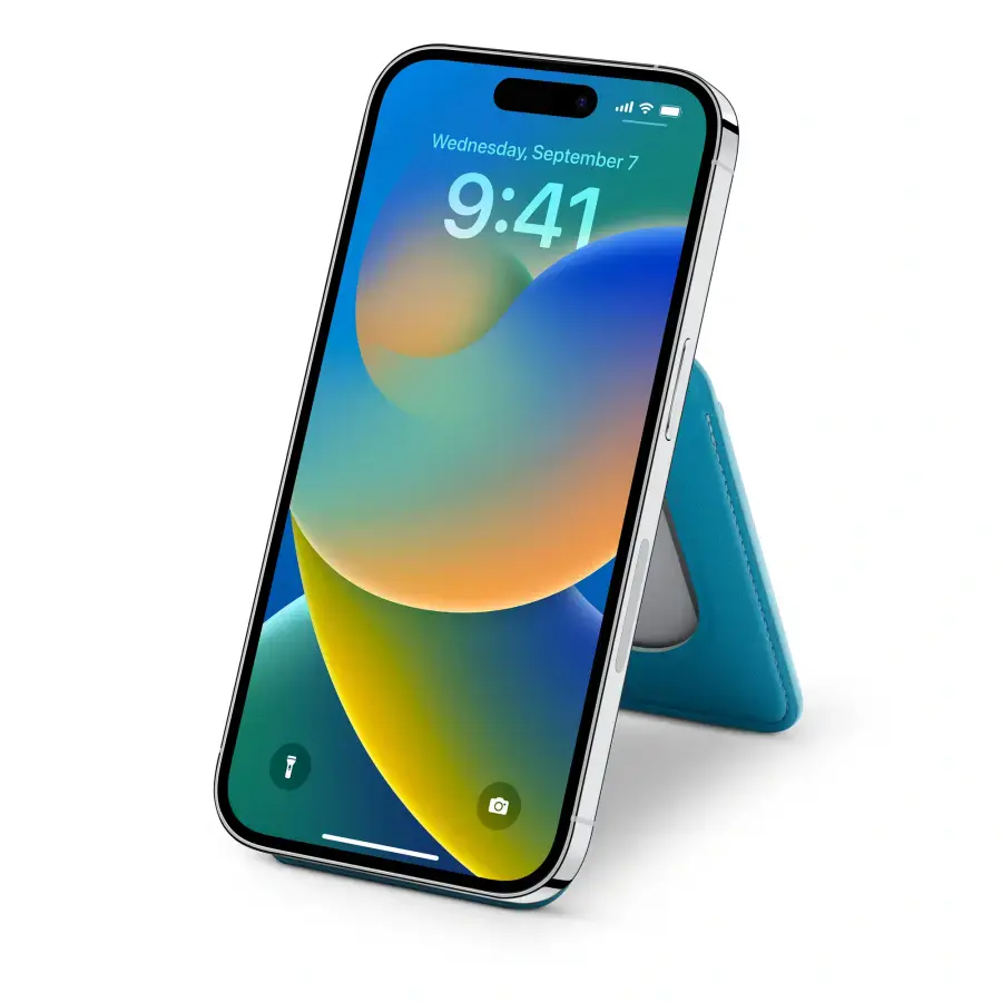 Гаманець для карток з підставкою для телефона Satechi Vegan-Leather Magnetic Wallet Stand with MagSafe - Blue (AP-MWSB)