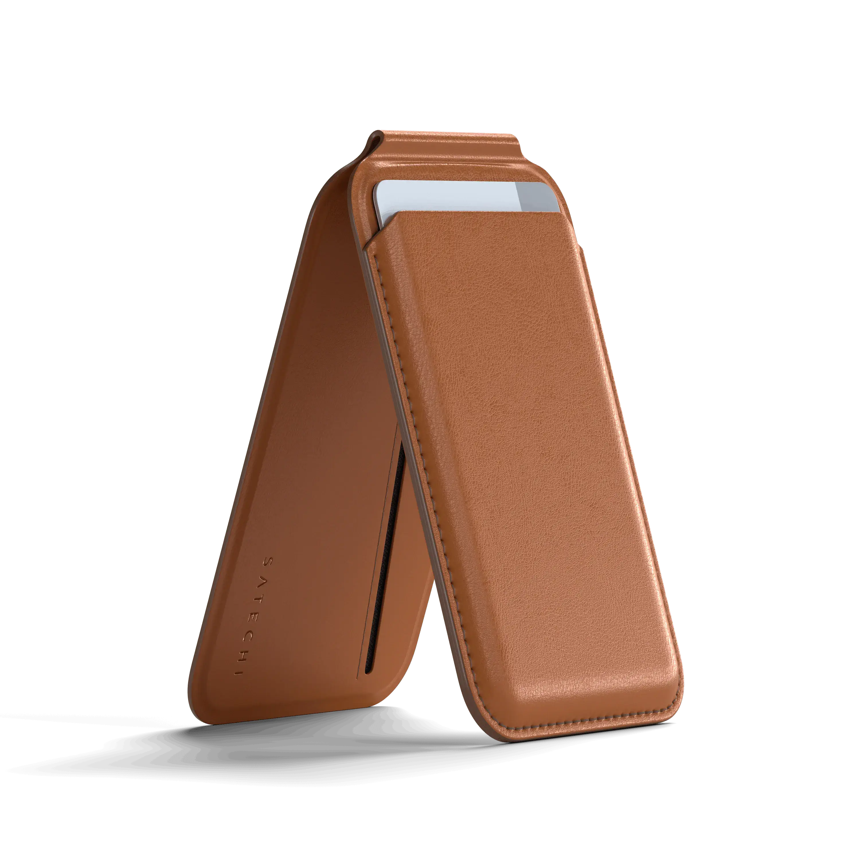 Гаманець для карток з підставкою для телефона Satechi Vegan-Leather Magnetic Wallet Stand with MagSafe - Brown (ST-VLWN)
