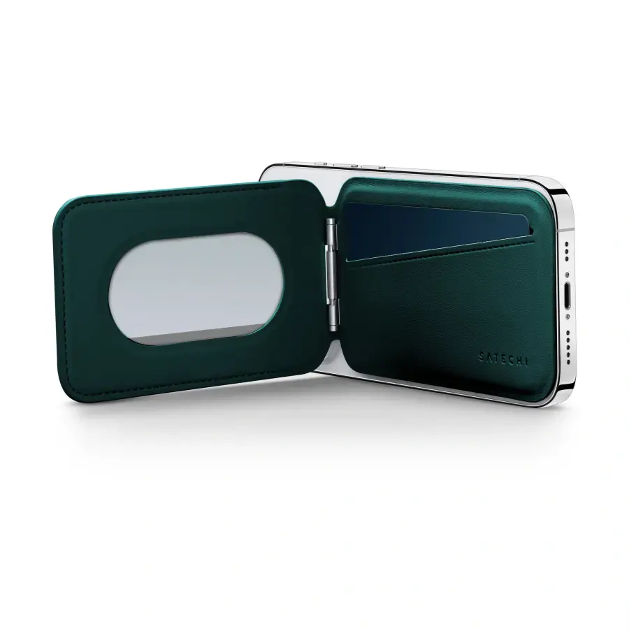 Гаманець для карток з підставкою для телефона Satechi Vegan-Leather Magnetic Wallet Stand with MagSafe - Green (AP-MWS)