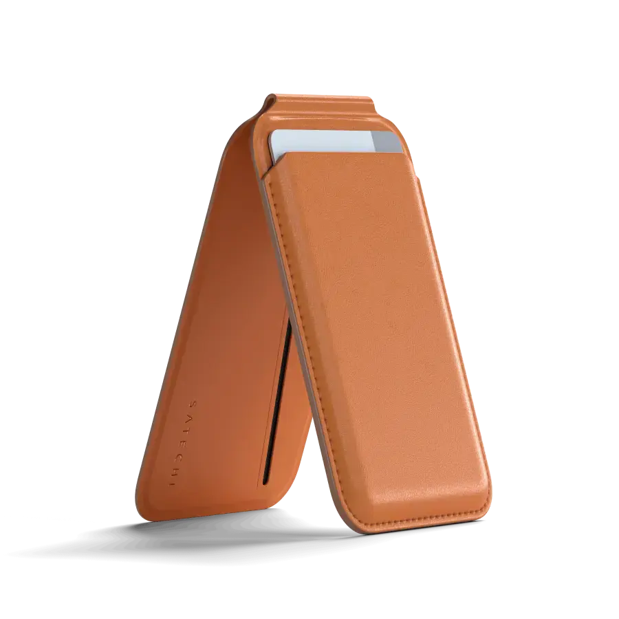 Гаманець для карток з підставкою для телефона Satechi Vegan-Leather Magnetic Wallet Stand with MagSafe - Orange (ST-VLWO)