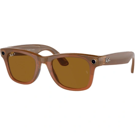 COPY Смарт-очки Ray-Ban | Meta Wayfarer Standard - Caramel Transparent / Polarized Brown (RW4006 670683 50-22)