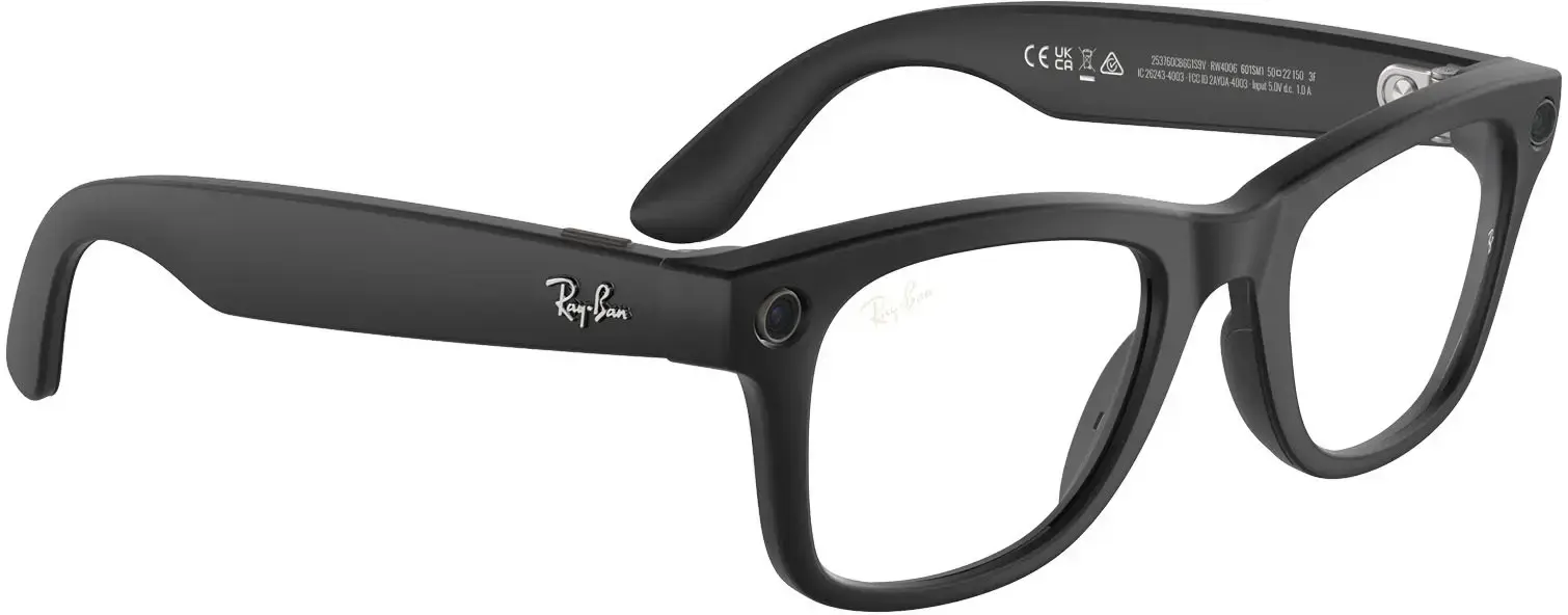 Смарт-очки Ray-Ban | Meta Wayfarer Standard - Matte Black / Clear to G-15 Green Transitions (RW4006 601SM1 50-22)