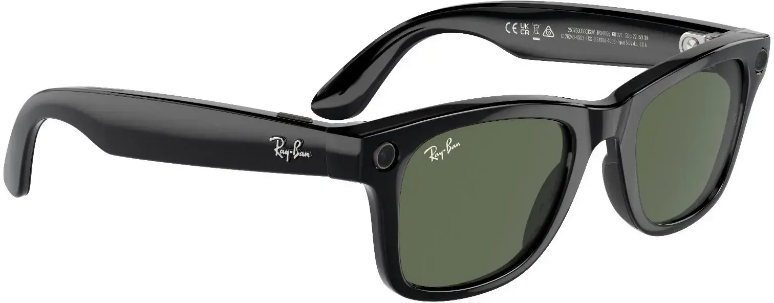 Смарт-окуляри Ray-Ban | Meta Wayfarer Standard - Shiny Black / G-15 Green (RW4006 601/71 50-22)