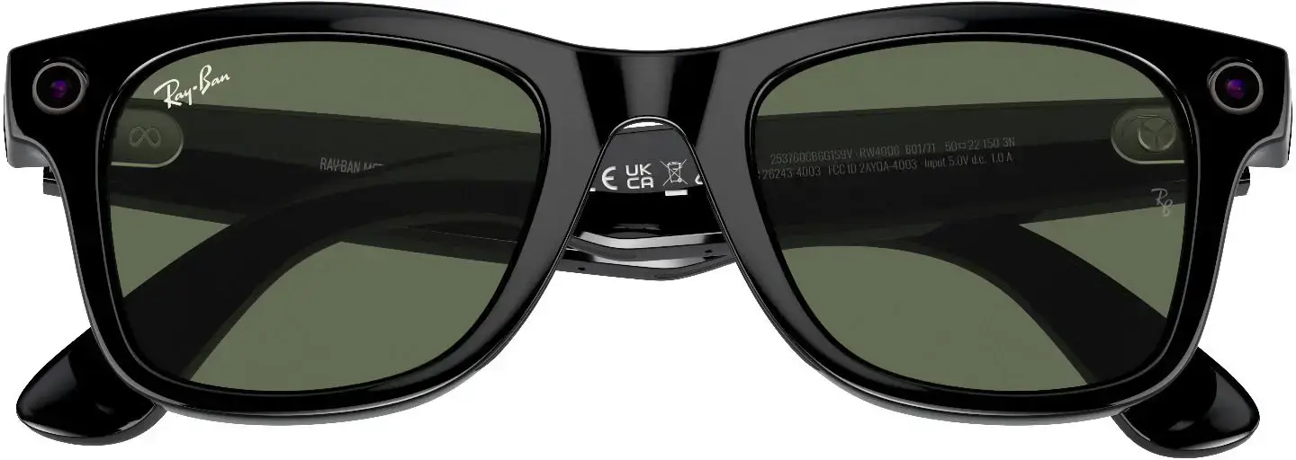 Смарт-окуляри Ray-Ban | Meta Wayfarer Large - Shiny Black / G-15 Green (RW4008 601/71 53-22)