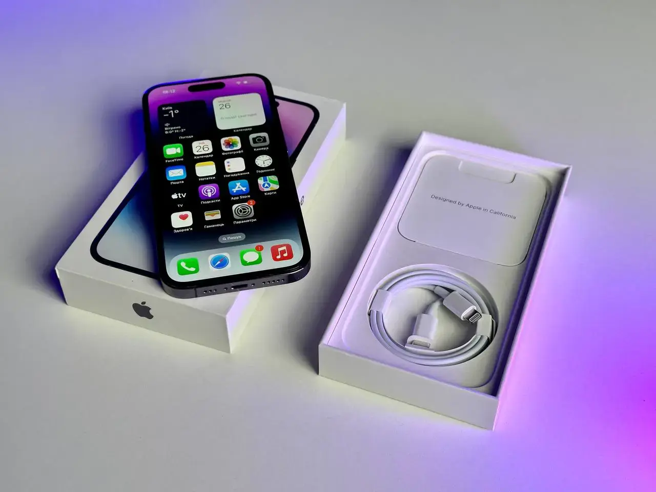 USED Apple iPhone 14 Pro 256GB Deep Purple eSim (MQ1D3)🔋92%(Состояние - 9/10, Комплект - полный | гарантия - 1 мес.)