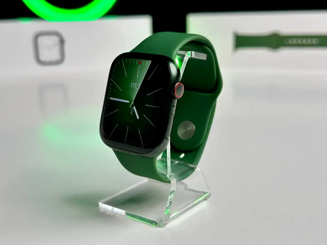 USED Apple Watch Series 7 GPS + Cellular 45mm Green Aluminum Case with Clover Sport Band (MKJ93, MKJR3)