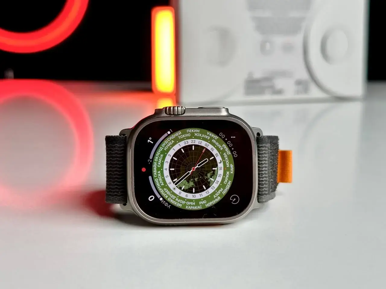 USED Apple Watch Ultra GPS + Cellular 49mm Titanium Case with Black/Gray Trail Loop - M/L (MQF53, MQFX3)