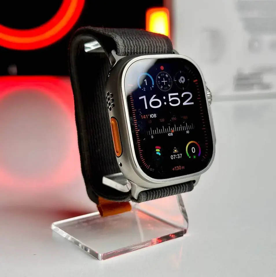 USED Apple Watch Ultra GPS + Cellular 49mm Titanium Case with Black/Gray Trail Loop - M/L (MQF53, MQFX3)