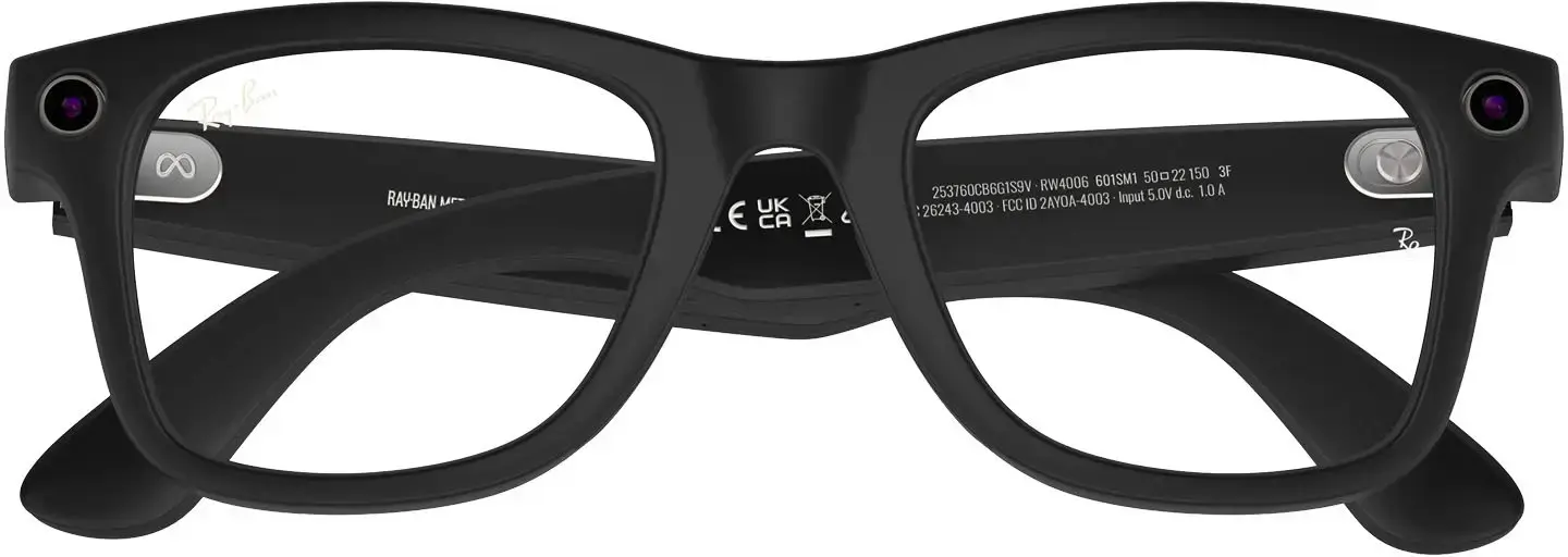 Витринные Смарт-очки Ray-Ban | Meta Wayfarer Standard - Matte Black / Clear to G-15 Green Transitions (RW4006 601SM1 50-22)