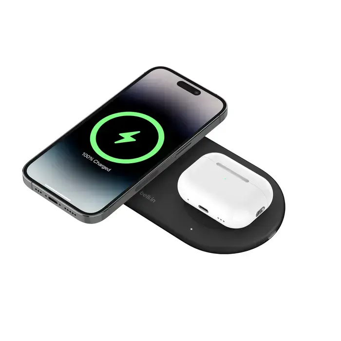 Беспроводная зарядная панель Belkin BoostCharge Pro 2-in-1 Magnetic Wireless Charging Pad with Qi2 15W - Black (WIZ021ttBK)