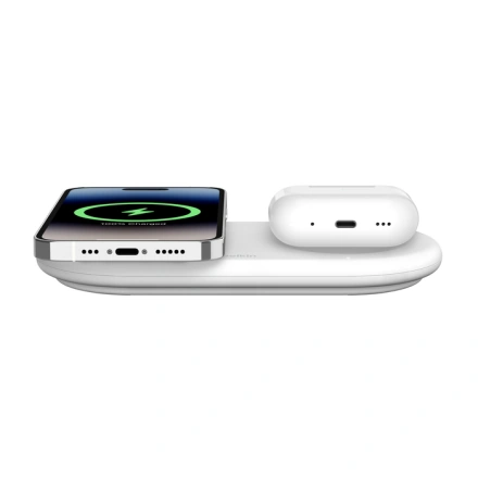 Бездротова зарядна панель Belkin BoostCharge Pro 2-in-1 Magnetic Wireless Charging Pad with Qi2 15W - White (WIZ021ttWH)