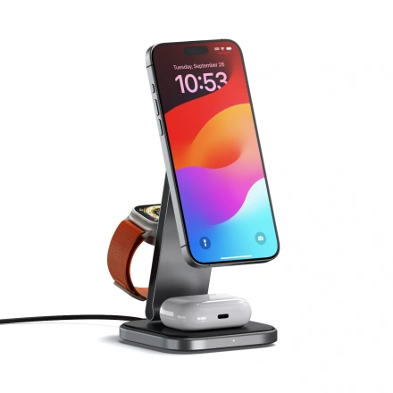 Беспроводное зарядное устройство Satechi 3-in-1 Foldable Qi2 Wireless Charging Stand (ST-Q31FM-EA)