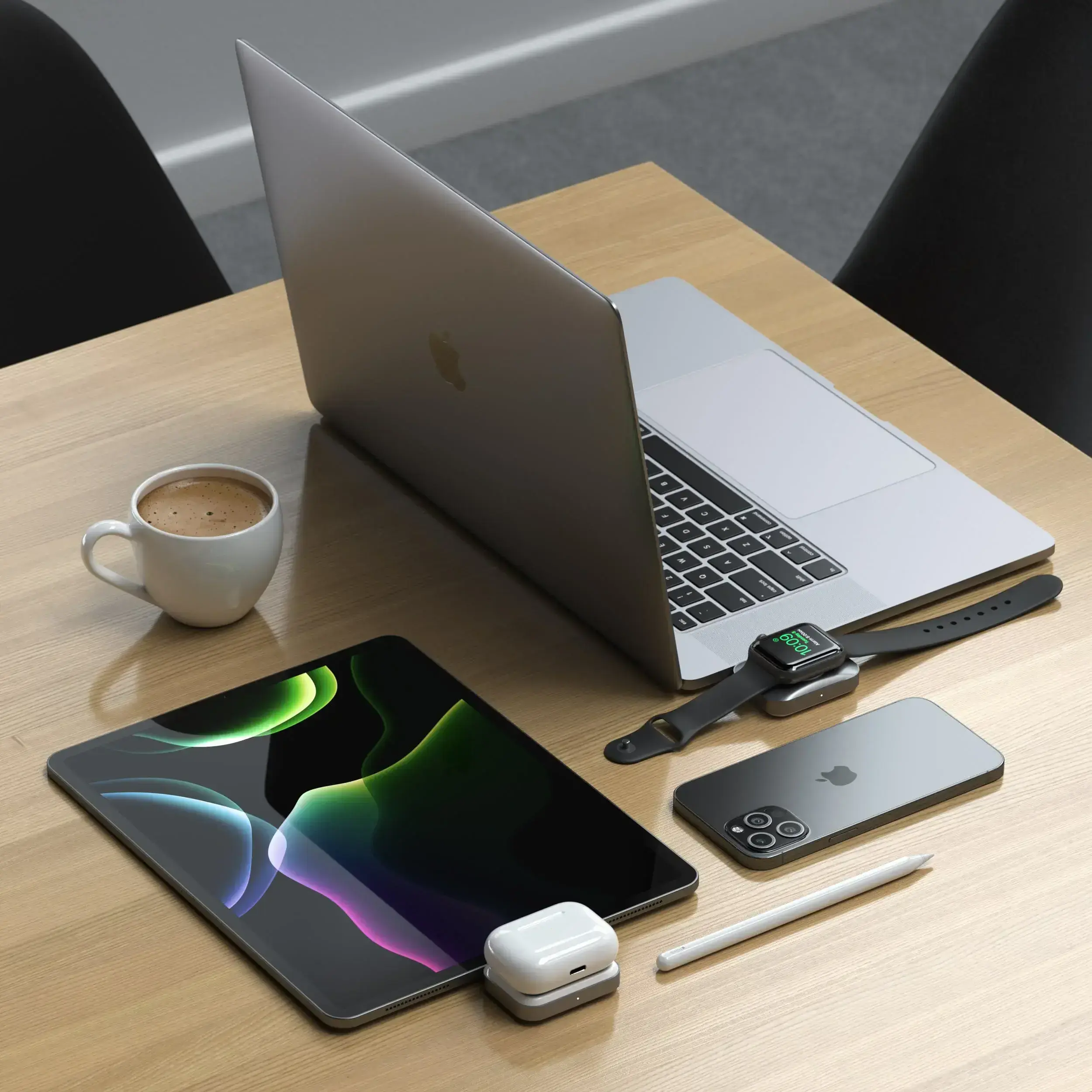 Двосторонній зарядний пристрій Satechi Dual Sided 2-in-1 USB-C Charger for Apple Watch and AirPods (ST-UC2WCDM)