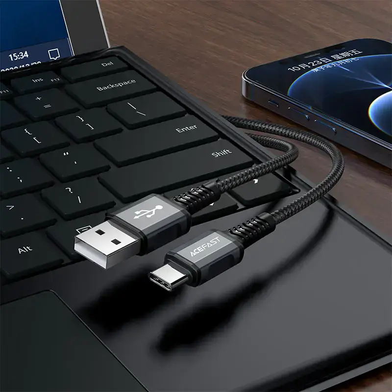 Кабель Acefast USB-A to USB-C 1.2m - Black (AFC1-04B)