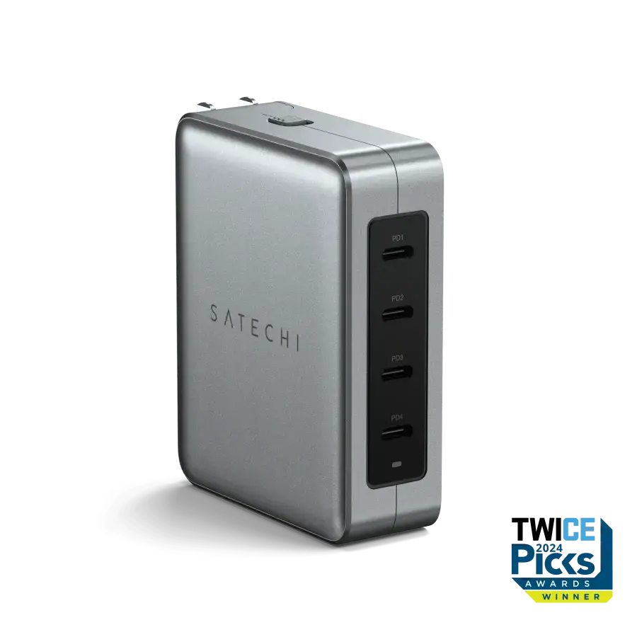Мережевий зарядний пристрій з комплектом адаптерів для подорожей Satechi 145W USB-C 4-Port GaN Travel Charger (ST-W145GTM)