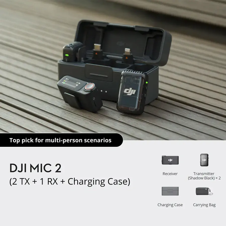 Мікрофонна радіосистема DJI Mic 2 [2 TX + 1 RX + Charging Case] (CP.RN.00000325.01) No Box
