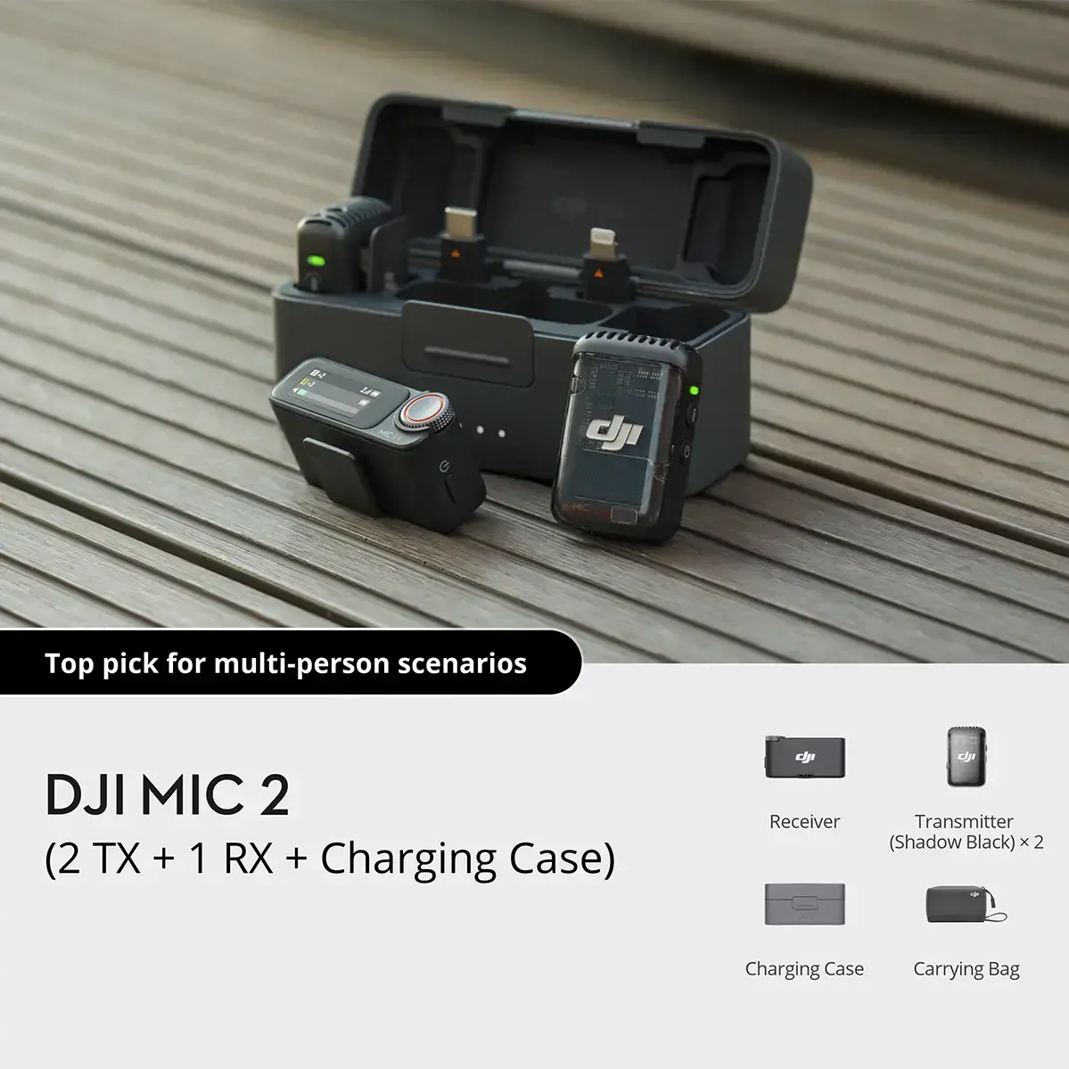 OPEN BOX Микрофонная радиосистема DJI Mic 2 [2 TX + 1 RX + Charging Case] (CP.RN.00000325.01) - РАСПЕЧАТАННАЯ ДЛЯ ОБЗОРА НА YOUTUBE