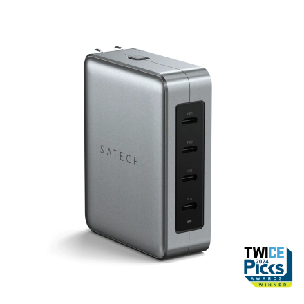 Сетевое зарядное устройство с комплектом адаптеров для путешествий Satechi 145W USB-C 4-Port GaN Travel Charger (ST-W145GTM)