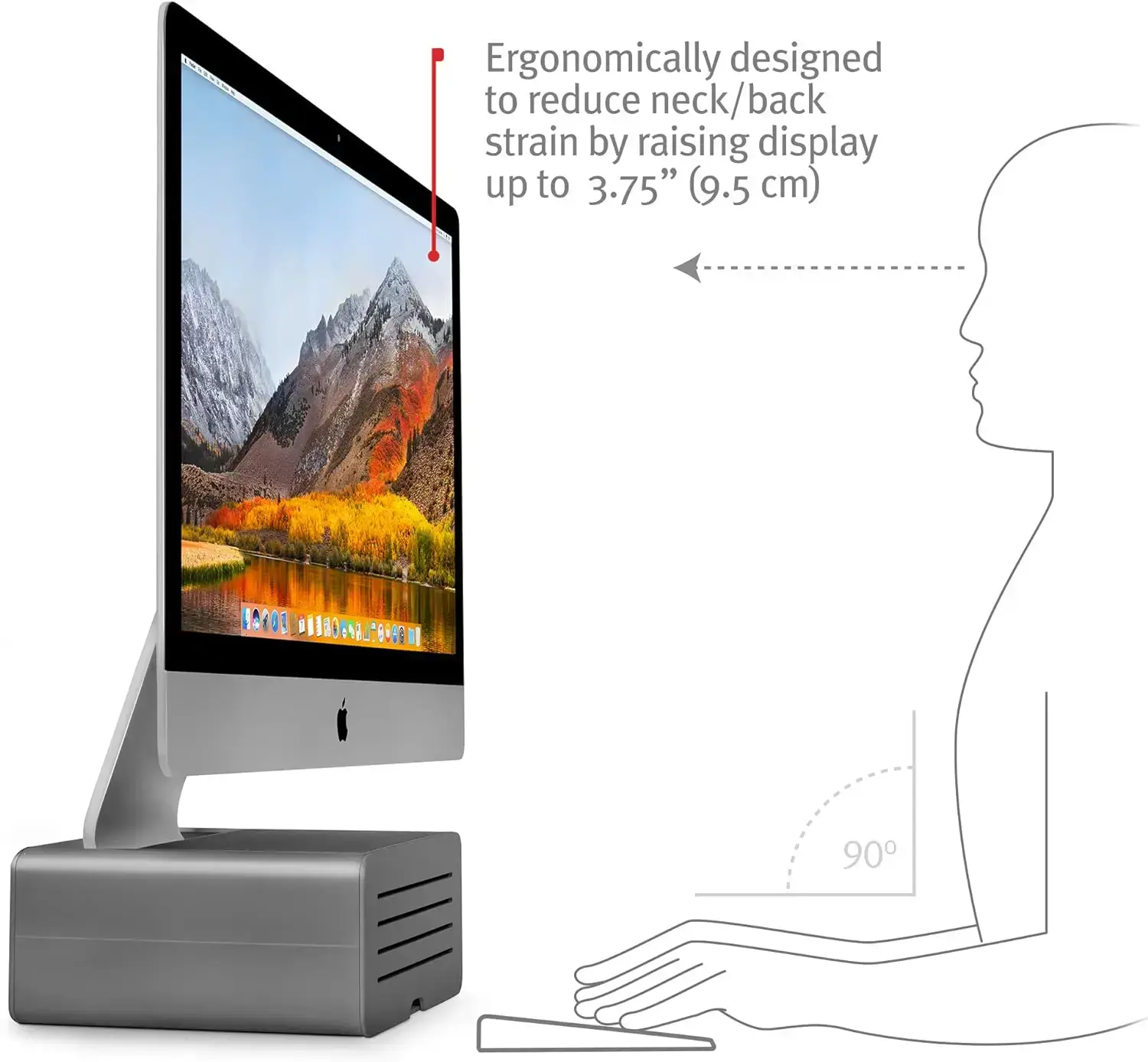Регулируемая по высоте подставка с местом для хранения Twelve South HiRise Pro for iMac/Displays/Monitors - Gunmetal (12-1719)