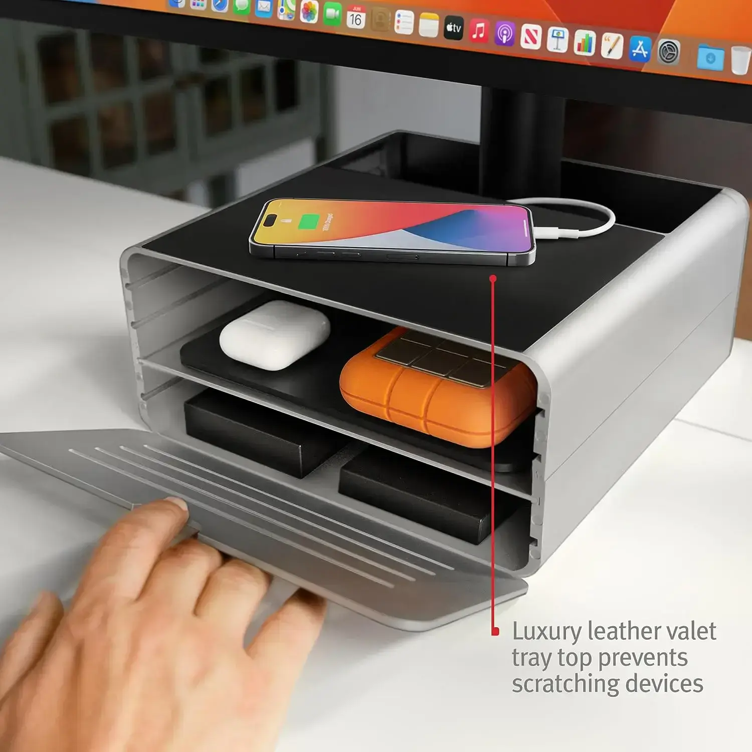 Регулируемая по высоте подставка с местом для хранения Twelve South HiRise Pro для iMac/Displays/Monitors - Silver (TS-2265)