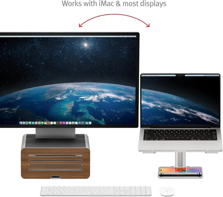 Регульована по висоті підставка з місцем для зберігання Twelve South HiRise Pro for iMac/Displays/Monitors - Silver (TS-2265)