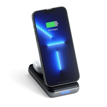 Зовнішній акумулятор (павербанк) з бездротовою зарядкою Satechi Duo Wireless Charger Power Stand (ST-UCDWPBSM)