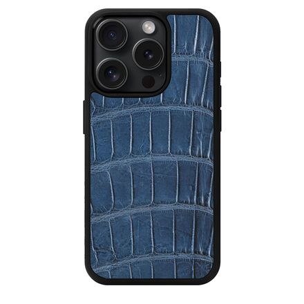Чехол Kartell из темно-синей кожи крокодила для iPhone 15 Pro Max с MagSafe (M15PM02)