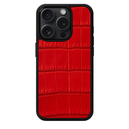 Чехол Kartell из красной кожи крокодила для iPhone 15 Pro Max с MagSafe (M15PM05)
