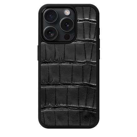 Чехол Kartell из черной кожи крокодила для iPhone 15 Pro Max с MagSafe (M15PM01)