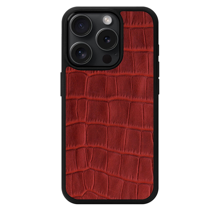 Чехол Kartell из красного тиснения под крокодила на телячьей коже для iPhone 15 Pro Max с MagSafe (M15PM55)