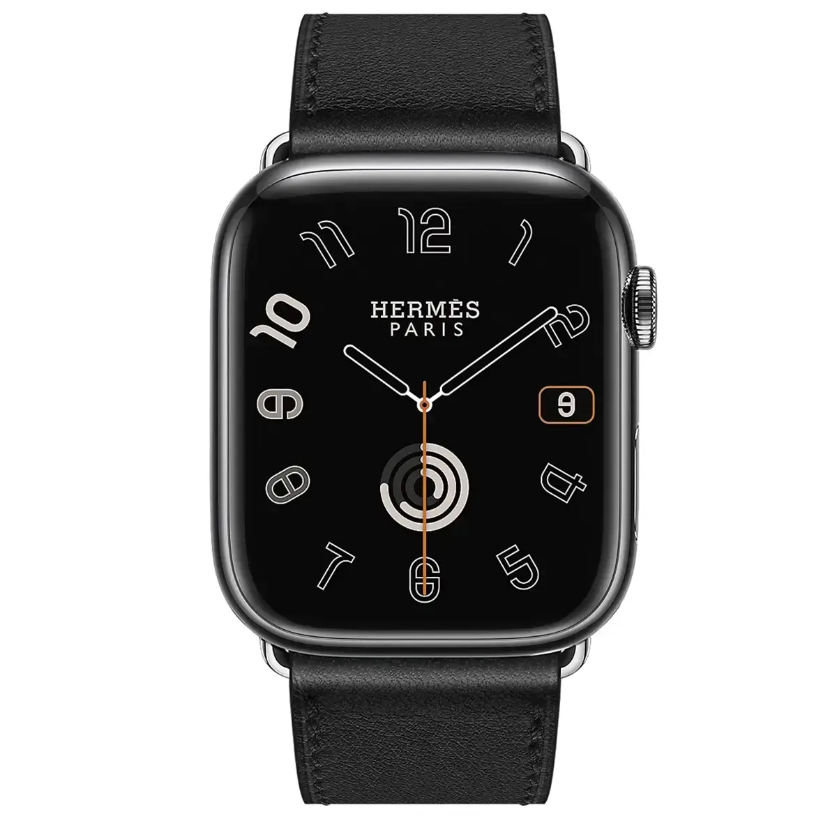 Apple Watch Hermès Series 9 GPS + Cellular 45mm Space Black Stainless Steel Case with Black Deployment Buckle (MRQQ3+H078782CJ89)