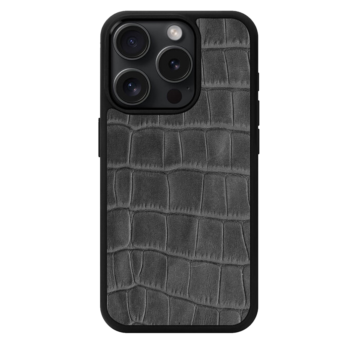 Чехол Kartell из серого тиснения под крокодила на телячьей коже для iPhone 15 Pro Max с MagSafe (M15PM49)