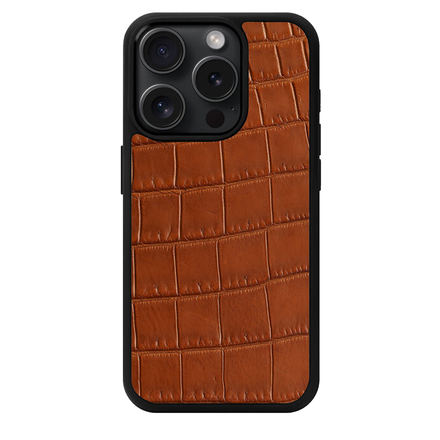 Чехол Kartell из светло-коричневой кожи крокодила для iPhone 15 Pro Max с MagSafe (14PM02-1-1-1)