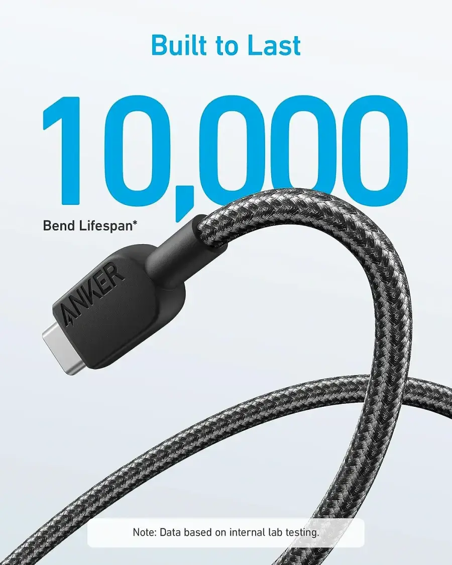 Кабель Anker 310 PowerLine USB-A to Type-C Charger Cable [2-Pack - 1,8м] - Black (B81G6011)
