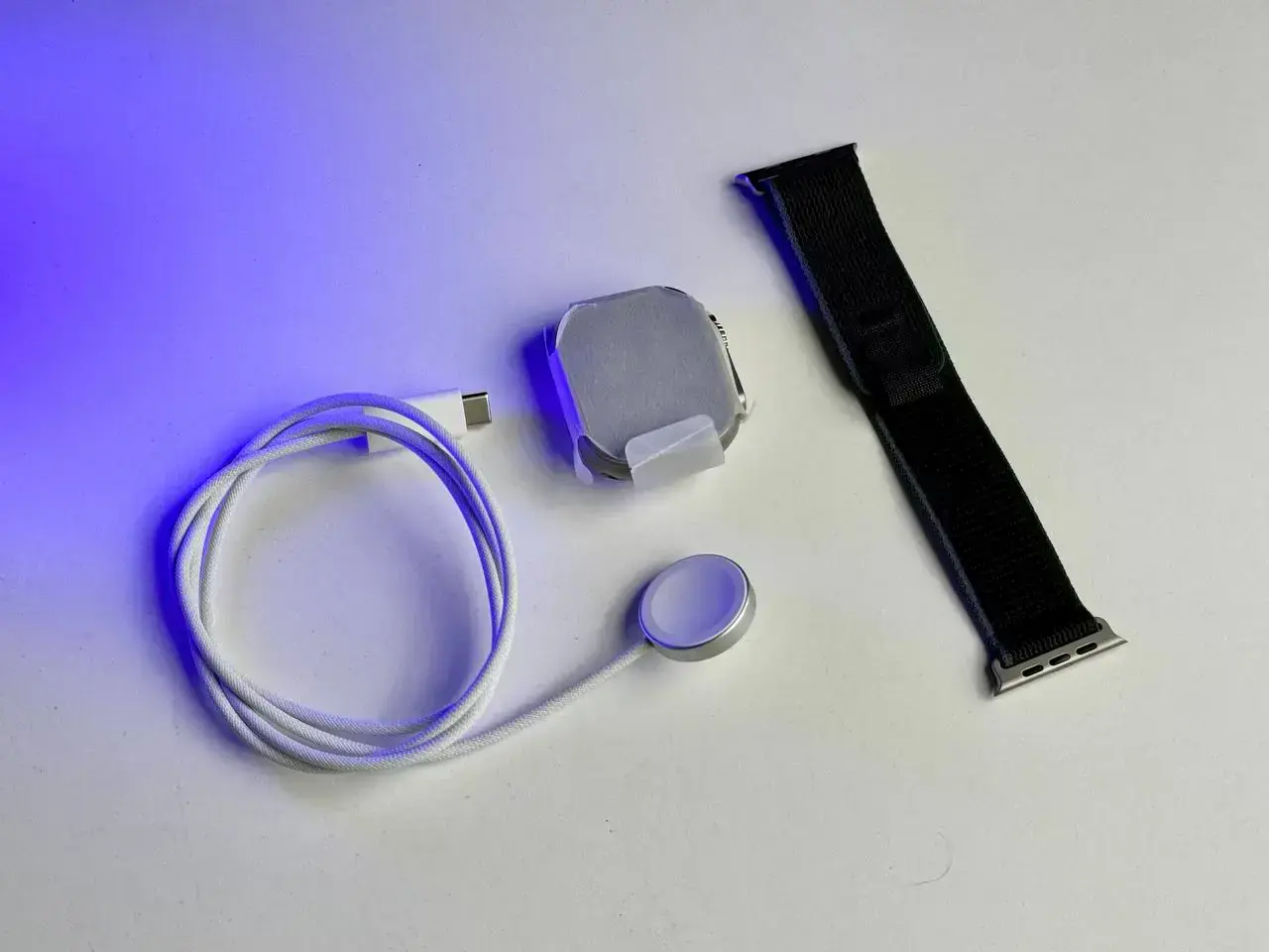 NEW NO BOX Apple Watch Ultra 2 GPS + Cellular 49mm Titanium Case with Blue/Black Trail Loop - S/M (MRF53)