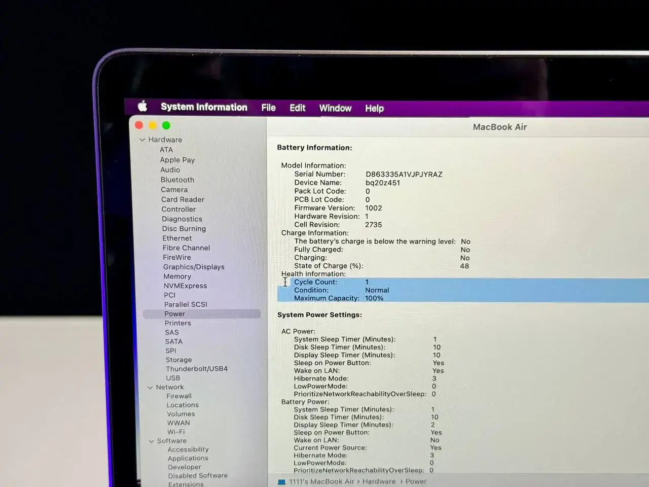 OPEN BOX MacBook Air 13" Space Gray 2020 (MGN63)(Стан - 10/10. Комплект - повний | гарантія - 3 міс.) - Cycle 1