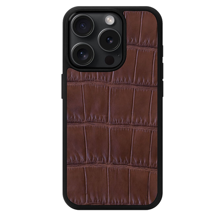 Чехол Kartell из темно-коричневой кожи крокодила для iPhone 15 Pro Max с MagSafe (M15PM004)