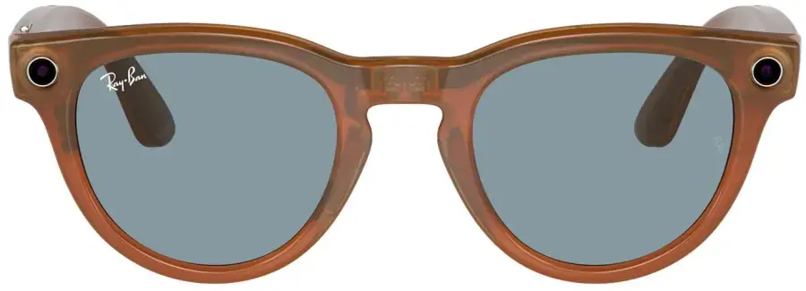 Смарт-очки Ray-Ban | Meta Headliner Standard - Shiny Caramel Transparent / Teal Blue (RW4009 670680 50-23)