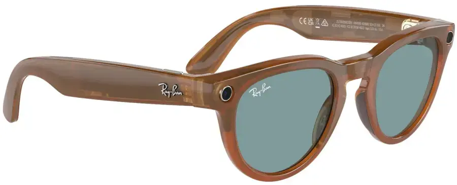 Смарт-очки Ray-Ban | Meta Headliner Standard - Shiny Caramel Transparent / Teal Blue (RW4009 670680 50-23)