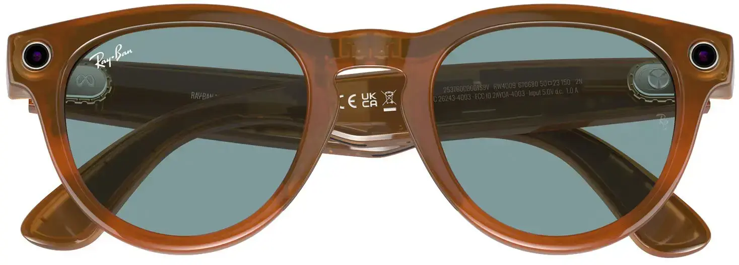 Смарт-очки Ray-Ban | Meta Headliner Standard - Shiny Caramel Transparent / Teal Blue (RW4009 670680 50-23)